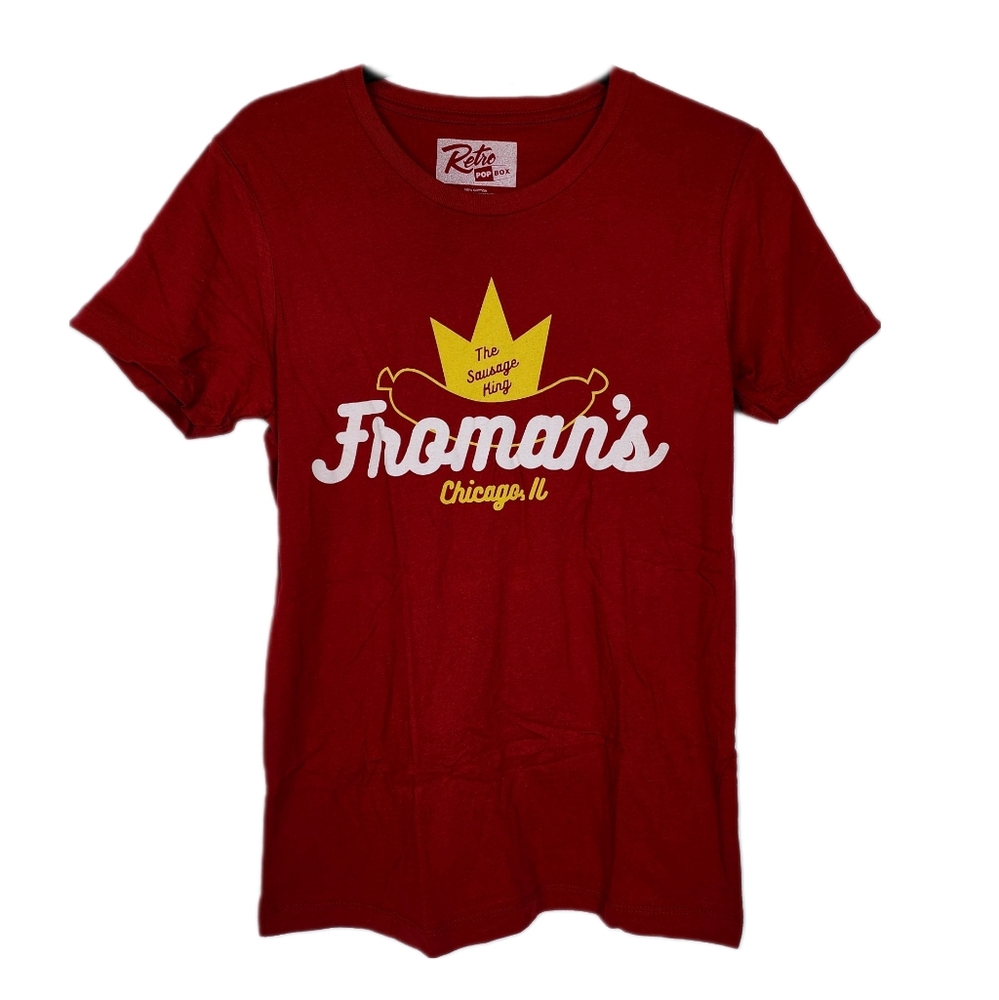NWOT Retro Pop Box Froman's The Sausage King Ferris Bueller Womens Large T Shirt